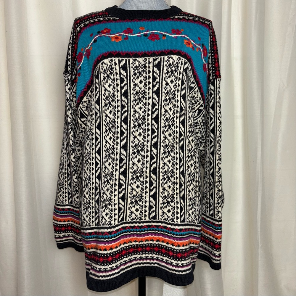 Interim Vintage Y2K Knit Embroidered Floral Ski Sweater